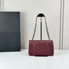 Bolso de Cadena Acolchado Cf25 Estilo Canal de Suministro Transfronterizo Europeo y Americano para Mujer, Bolso Clásico de Hombro Cruzado de Piel de Cordero a la Moda