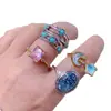 Anillo de Gema de Diamante Transfronterizo Europeo y Americano Chapado en Oro Real Estilo Palacio Retro Anillo de Aleación con Pedrería Pulsera de Diamante Completo de Gama Alta