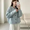 Novo cardigã de tricô com tranças, gola redonda, color block, estilo versátil e suave, de caimento solto, para mulheres, macio e aconchegante para outono e inverno