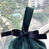 Bolsillo de Terciopelo Lisi en stock Bolso de Mano de Terciopelo Verde Oscuro Empaque de Regalo Cosmético Instrumento de Belleza Bolsa de Terciopelo