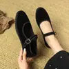 Zapatos retro Mary Jane de gamuza plana línea ondulada 2024 nuevo primavera y otoño invierno rojo suave hada de la noche