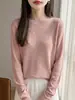 Camisa de manga larga de espiga simple estilo coreano lista para usar para mujer, texturizada, adelgazante, versátil, capa interior de otoño e invierno, top pequeño