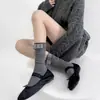 Calcetines de Estilo Veraniego con Borde Fruncido Estilo Princesa Holgados Calcetines de Ballet Dulces con Lazo hasta la Pantorrilla Calcetines de Estilo Miu hasta la Mitad de la Pantorrilla para Niñas