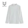 Blusa de fleece dupla face, camiseta quente de manga longa para homens, corte solto, cor sólida, casual, feita de fleece alemão, camiseta base para o inverno, blusa de outono