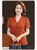 Roupa de Verão Estilo Chinês Camiseta Blusa para Mães de Meia-Idade e Idosas Jacquard Novo Estilo Chinês Blusa Fina Tamanho Plus Size