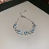 Pulseira Quadrada Oval Gota d'Água de Zircônia Colorida Moda Luxo Leve Sensação de Alto Padrão Pulseira Doce para Namorada Versátil