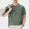 Ropa para Hombre Fengshe / Marca de moda retro americana, camiseta de algodón puro, lavado pesado, manga corta para hombre, ajuste holgado de verano, cuello redondo, manga corta