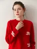 Suéter de Caxemira Novo Inverno 2025 Feminino Gola Redonda Tricô Color Block Suéter Básico Solto com Efeito Emagrecedor Lã Suéter Versátil