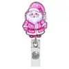 Boneco de Neve de Natal Acrílico Retrátil Clipe Jacaré Puxa-Fácil Porta-Crachá de Identificação Carretel Médico Giratório Fivela Puxa-Fácil