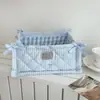 Cesta de Armazenamento Acolchoada Original com Listras Azuis Cesta de Armazenamento para Itens de Mesa Caixa de Armazenamento Bolsa Organizadora para Cosméticos Lanches Diversos