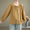 Foto Real Estilo Casual Hepburn Camisa Solta Feminina 2025 Primavera Nova Moda Elegante Doce Manga Longa Camisa Top