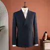 Traje Formal Masculino Stripe Listrado de Primavera e Verão Transfronteiriço Slim Fit de Negócios Conjunto de Duas Peças Dupla Face