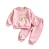 Conjunto de Sudadera con Capucha para Niñas Estilo Nuevo Primavera y Otoño Conjunto Casual de Dos Piezas con Estampado para Niños Ropa Deportiva Holgada Estilo Coreano