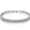 Pulsera romana de cristal de diamante completo natural simple popular transfronteriza europea y americana, circonita plateada de venta caliente, pulsera de joyería pequeña