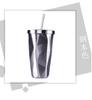 Copo de Aço Inoxidável de Camada Dupla com Canudo, Copo para Beber Café com Isolamento a Vácuo Moderno e Simples de Grau Alimentício, Copo Isolado de Grau Alimentício