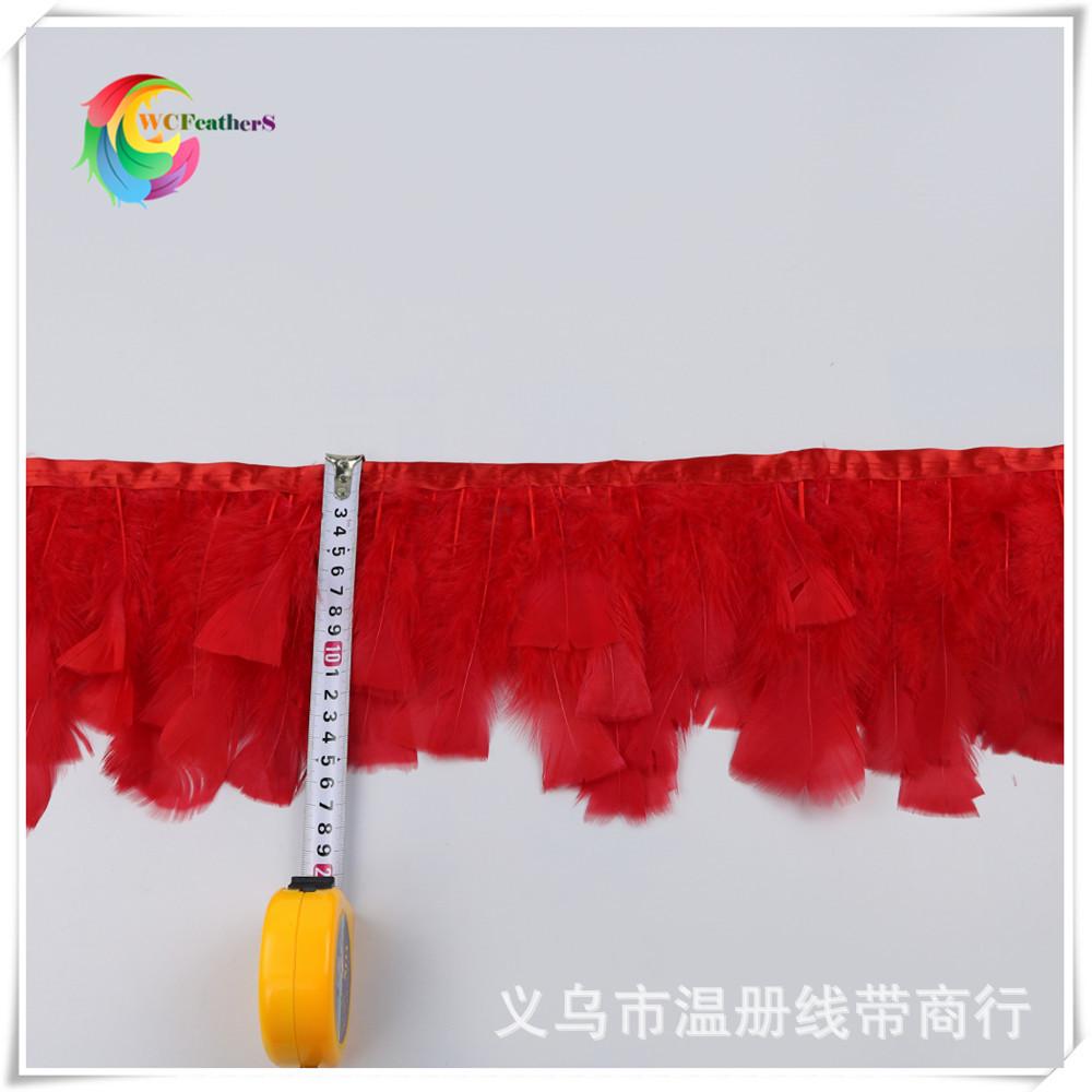 2 red turkey feather trims 6