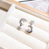 Pendientes asimétricos de estrella y luna coreanas, sencillos, de plata de ley, elegantes, con agujeros para las orejas, de alta calidad.