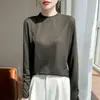 Top de punto de cuello medio, estilo fino, ropa interior para mujer para otoño e invierno 2026, nueva camiseta base de moda, camiseta base blanca, camiseta