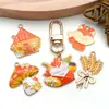 Venta Caliente Transfronteriza Acción de Gracias Hoja de Arce Calabaza Pavo Ardilla Creativo Accesorio DIY Llavero Colgante Pequeño