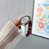 Correa de Reloj de Cuero Genuino Morandi de Bloques de Color Inclinados Compatible con Apple 11 S12 Huawei GT7 Fit5 Xiaomi Pulsera