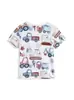 Suministro Transfronterizo 26º Verano Nuevo Modelo Camiseta de Manga Corta para Niños con Diseño de Coche de Dibujos Animados y Excavadora para Niños