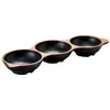 Plato pequeño de melamina de dos compartimentos tres compartimentos barbacoa coreana negro plato pequeño de dos compartimentos plato para condimentos plato para salsas comercial