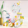 Set de globos de pilar digital blancos transfronterizos de Amazon con pequeñas margaritas y globos macaron para decoración de fiestas de cumpleaños