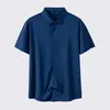 Camisa de Manga Curta Dongyu Transfronteiriça Alta Elasticidade Sem Costura Não Amassa Antirrugas Tamanho Plus Oversized Fina Cor Lisa Estilo Camisa Venda por Atacado