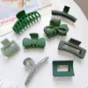 Pinza para el pelo verde pinza para el pelo grande tocado de celebridad de internet pinza de tiburón para baño pinza para recogido en la parte trasera del cabello accesorios para el cabello de temperamento para mujeres