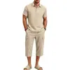 Comercio Exterior Transfronterizo Traje para Hombre Temporada de Primavera y Otoño Color Sólido Lino Solapa Camisa Pantalón Largo Traje Traje Casual para Hombre