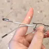 Óculos para Miopia Sem Aro para Mulheres Podem Ser Equipados com Lentes de Grau, Armações de Óculos Sem Aro Ultra-Leves de Titânio Puro Anti-Luz Azul
