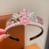 Diadema Corona Tiara Infantil Frozen Elsa Princesa Diadema de Perlas Tiara Vestido de Actuación Accesorios para Disfrazarse Disparos