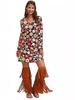 2026 Amazon Halloween Transfronterizo Ropa de Mujer Años 70 80 Ropa Hippie Vestido Estampado