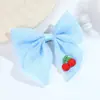 Grampo de Cabelo Laço de Tecido Cereja Doce Estilo Ins Super Fada Temperamento de Menina Grampo Lateral Grampo Bico de Pato Acessório de Cabelo Fofo