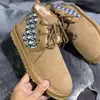 2026 Botas de Neve de Moda para Homens e Mulheres, Tamanho Grande, Couro Genuíno, Cadarço, Sola Grossa, Forro de Lã, para o Inverno Transfronteiriço