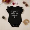 Atacado de roupas infantis transfronteiriças roupas de bebê macacão de manga borboleta com estampa de letras manga curta calça pp conjunto infantil fábrica