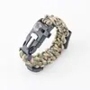 Brújula Táctica Pulsera de Paracord Pedernal para Exteriores Silbato Hebilla Cortador de Cuerda Pulsera Trenzada con Abrebotellas Supervivencia