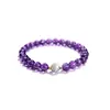 Pulsera de Amatista Profunda Natural de Uruguay para Niña Piedra Lunar Gris Pulsera Simple para Transmisión en Vivo Regalo para Estudiante
