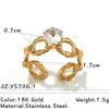 Anillo Nuevo de Acero Inoxidable Europeo y Americano Chapado en Oro de 18 Quilates, Anillo de Acero de Titanio Dorado con Circonita Incrustada de Diamantes de Lujo Accesible y de Moda Que No Se Desvanece