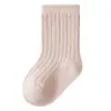 25 Pares de Meias de Bebê Cano Médio Cor Sólida com Ponto Duplo, Meias de Algodão para Primavera e Outono, Meias de Bebê Estilo Academia, Meias Infantis Unissex, Alta Elasticidade, Não Apertam