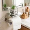 Porta-Papel Higiênico de Aço Inoxidável Sem Furo para Banheiro Residencial, Vários Estilos de Prateleiras de Armazenamento, Caixa de Lenços Montada na Parede para Vaso Sanitário