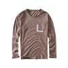 Camiseta de Manga Larga para Hombre de Otoño, Camiseta Básica Casual de Algodón Puro, Camiseta Lavada de Algodón Rústico con Cuello Redondo, Ropa para Hombre Estilo Japonés, Venta al por Mayor de una Pieza