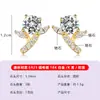 Pendientes de Plata S925 con Moissanita Piedra Principal Redonda Diseño de Rama Joyería de Oro para Mujer Más Vendida
