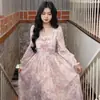 [forro de cuatro lados] primavera 2024 nuevo viento suave temperamento falda larga vestido floral rosa