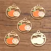 Accesorios para Joyería de Aleación DIY KC Oro Esmalte Goteado Encanto Fruta Fresa Sandía Cereza Colgante Redondo Calado