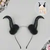 Faixa de Cabeça de Demônio Halloween Tema Escuro, Adereço de Cosplay de Boneca Demônio, Chifres de Demônio Sucubo, Acessório de Cabelo de Chifre de Bode