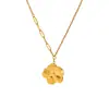 Collar Colgante Flor de Brújula Mariposa de Venta Caliente Transfronteriza Europea y Americana Acero Inoxidable Chapado en Oro de 18K Moda Joyería para Mujer