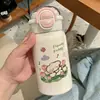 Nuevo Simple Ins Nicho Estudiante con Colgante Vaso de Plástico Niñas Alto Valor Dibujos Animados Niños Portátil Vaso de Agua