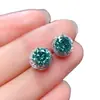 Brincos de Oito Corações e Oito Flechas Totalmente Cravejados com Diamantes Banhados a Pt950 com Moissanita Azul e Verde Simulados para Mulheres Joias para Transmissão ao Vivo de Celebridades da Internet Douyin Kuaishou