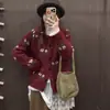 Novo casaco suéter jacquard retrô estilo coreano de outono e inverno para mulheres, cardigã de tricô casual para mulheres